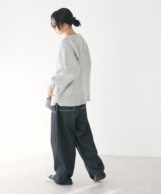 CRAFT STANDARD BOUTIQUE 編み違い斜めスリットニットチュニック Light Gray Mixture