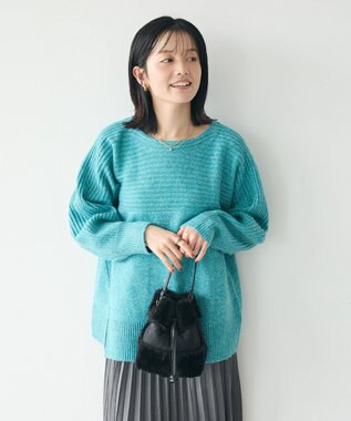 CRAFT STANDARD BOUTIQUE 編み違い斜めスリットニットチュニック Blue