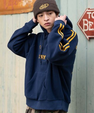 WEGO ラインフリースパーカー ネイビー
