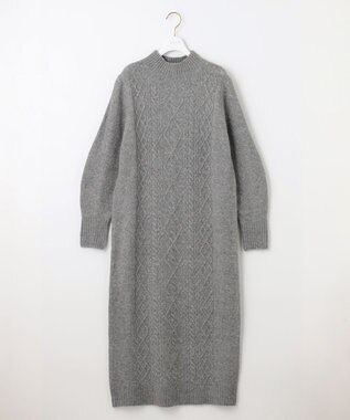ANY SIS 【洗える】ハイネックケーブルニット ワンピース グレー