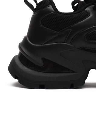 WEGO PUメッシュヒールダッドスニーカー ブラック