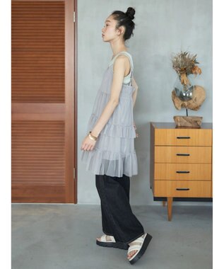 earth music&ecology チュールミニキャミワンピース Gray