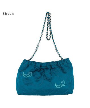 tsumori chisato CARRY なみねこししゅう ショルダーバッグ グリーン