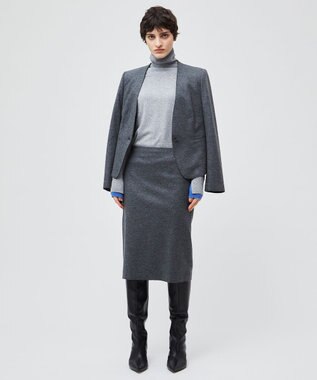 BEIGE， 【洗える】POMPE / ウールカシミヤタートルネックニット  L Gray×Sax