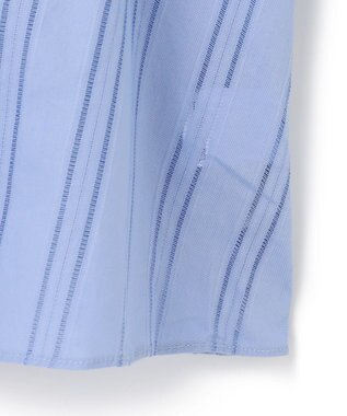 UNFILO ストライプレース ギャザーブラウス ブルー