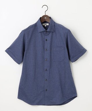 JOSEPH ABBOUD 【快適な着心地/イージーケア】コンパクトジャージースクエアジャガート 半袖 シャツ サックスブルー系7