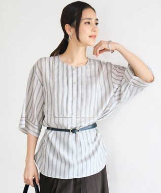 自由区 ナチュラルリネンタックデザイン ブラウス