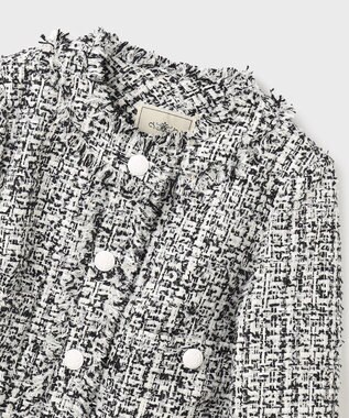 GRACE CONTINENTAL フリンジツイードジャケット ブラック