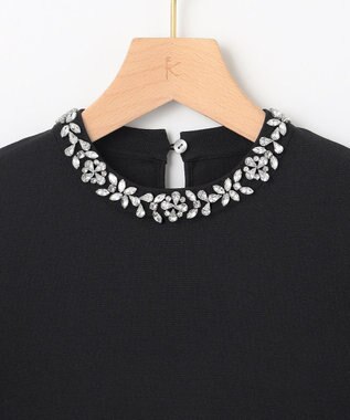 組曲 S 【WEB限定】ビジューパフスリーブ ニット ブラック系