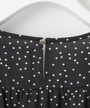 Feroux 【洗える】ギャザーデザインパフスリーブワンピース ドット系