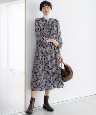 23区 S 【洗える】Ratti ヴィンテージペイズリープリント ワンピース ブループリント
