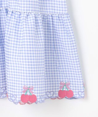 ANY KIDS ギンガム ドッキングワンピース サックスブルー系