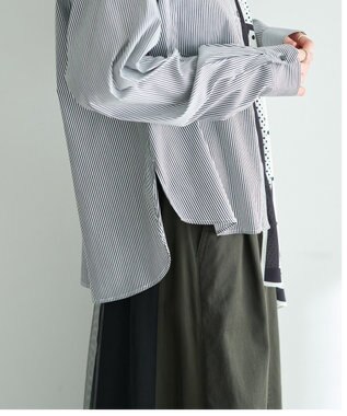 YECCA VECCA スカーフデザインアシメシャツ Stripe