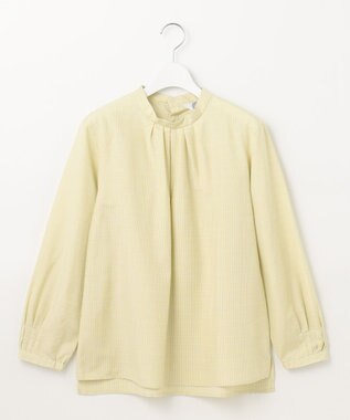 J.PRESS LADIES L 【洗える】セルロース チェック スタンドカラー ブラウス ピスタチオ系3