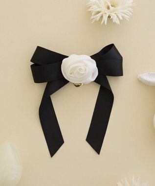 Maison de FLEUR イースターローズリボンバレッタ Black