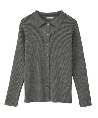 CRAFT STANDARD BOUTIQUE ミックスカラーポロ襟ニットカーディガン Gray