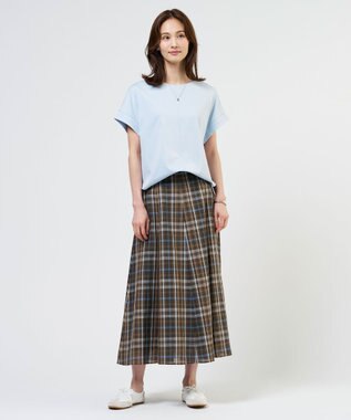 J.PRESS LADIES L 【2WAY】コットンスムース フレンチスリーブ カットソー サックスブルー系
