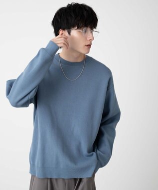 WEGO 【ユニセックス着用ITEM/MLサイズ展開】ミラノリブクルーネックプルオーバー ブルー