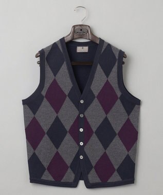 GOTAIRIKU 【家庭洗濯可能】イタリア糸 ハイゲージ ベスト ネイビー系4