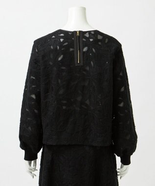 23区 【GOLD LABEL】チュールヘアリーエンブロイダリー ブラウス ブラック系