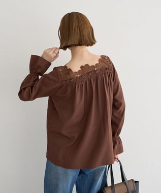 YECCA VECCA フラワーレースブラウス Brown