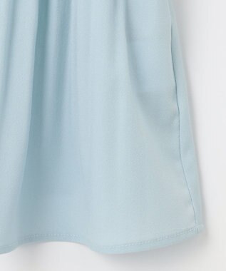 Feroux 【洗える】プリーツコンビ半袖 ブラウス スカイブルー系