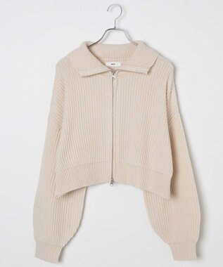 WEGO ダブルジップショートカーデ ホワイトアイボリー