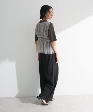 Green Parks ・Ｐｅｔｉｔ　Ｆｌｅｕｒ　５分袖メロウリブＴＥＥ Charcoal Gray