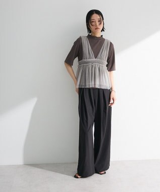 Green Parks ・Ｐｅｔｉｔ　Ｆｌｅｕｒ　５分袖メロウリブＴＥＥ Charcoal Gray