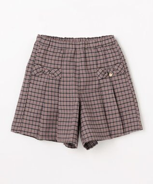 ANY KIDS チェック柄 ショートパンツ ブラウン×チェック