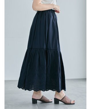 Te chichi エンブロイダリーティアードスカート ネイビー