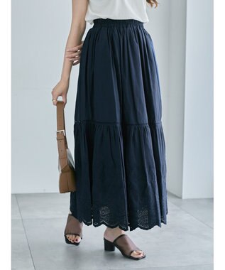 Te chichi エンブロイダリーティアードスカート ネイビー