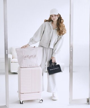 Maison de FLEUR 撥水加工リボンキャリーオンバッグ Grayish Pink
