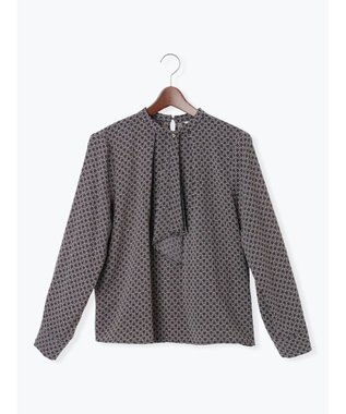 Te chichi パターンアソートボウタイブラウス グレー