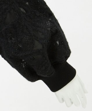 23区 【GOLD LABEL】チュールヘアリーエンブロイダリー ブラウス ブラック系