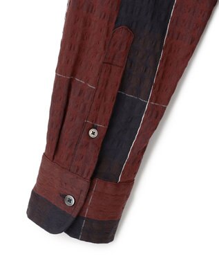 JOSEPH HOMME オーバーチェックジャガードストレッチ　レギュラーカラーシャツ ワイン系3