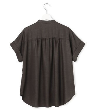 23区 【先行予約】リネンライクグロッシー バンドカラー ブラウス グレー系