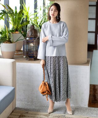 Tiaclasse 【洗える】リラックス感のあるラグランスリーブニット サックスグレー