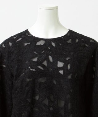 23区 【GOLD LABEL】チュールヘアリーエンブロイダリー ブラウス ブラック系