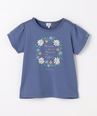 組曲 KIDS  【110-140㎝】 フラワーリースTeeシャツ ブルー