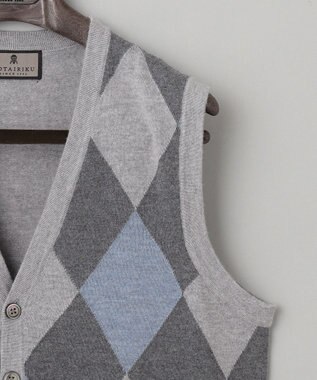GOTAIRIKU 【家庭洗濯可能】イタリア糸 ハイゲージ ベスト ライトグレー系4