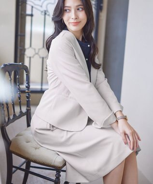 Tiaclasse 【ダブルクロス・洗える】アシンメトリープリーツスカート グレージュ