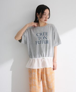 Green Parks ウエストドロストドッキングロゴプルオーバー Gray Mixture