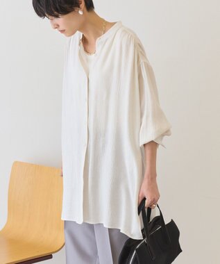 AMERICAN HOLIC 楊柳バンドカラーシャツ Ivory