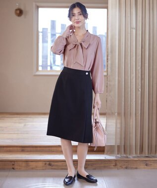 Tiaclasse 【ダブルクロス・洗える】アシンメトリープリーツスカート ネイビー