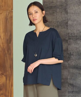 自由区 【WEB限定・洗える・XSサイズあり】トリコットジャージー カットソー ネイビー系