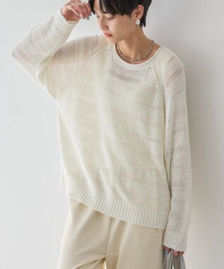 AMERICAN HOLIC 透かし編みニットプルオーバー Ivory