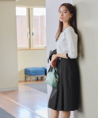 Tiaclasse 【ダブルクロス・洗える】アシンメトリープリーツスカート ブラック