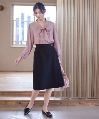 Tiaclasse 【ダブルクロス・洗える】アシンメトリープリーツスカート ネイビー