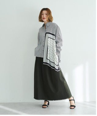 YECCA VECCA スカーフデザインアシメシャツ Stripe